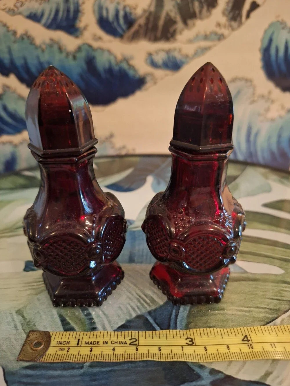 1970s Avon Vintage Garnet Glass Salt and Pepper Shakers - Deep Red Home Accent